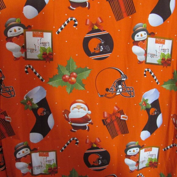 NFL Mens XL Cleveland Browns Christmas Long Sleeve Viscose Orange Novelty Shirt - Picture 10 of 11